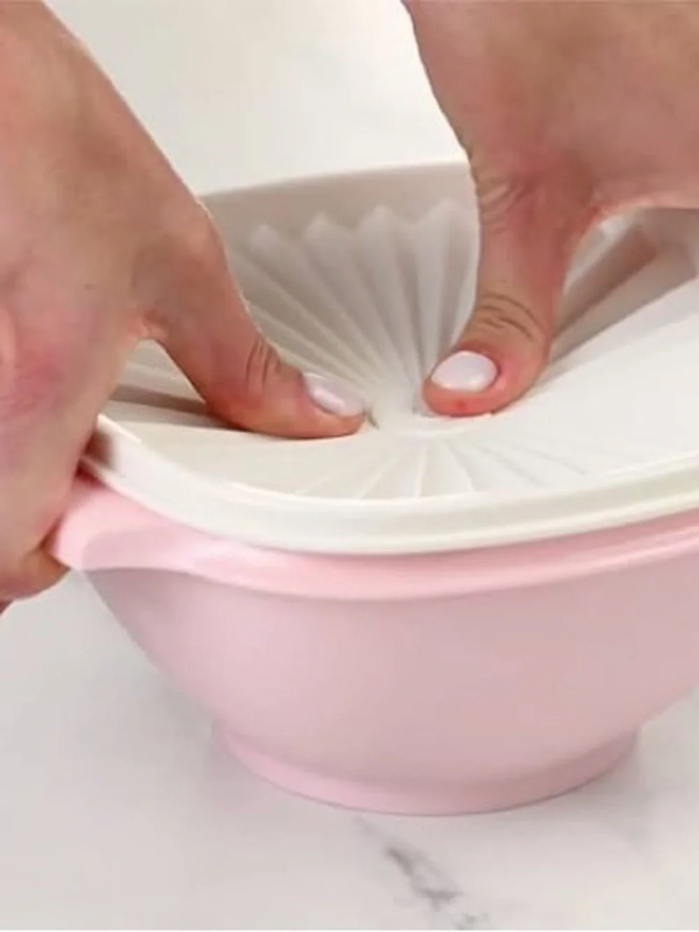 Tupperware Pink Mixing Bowl with Cream Lid